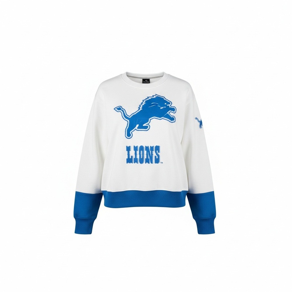 Ultra Game Detroit Lions Womens White Blue NFL‎ Crewneck Sweatshirt M
